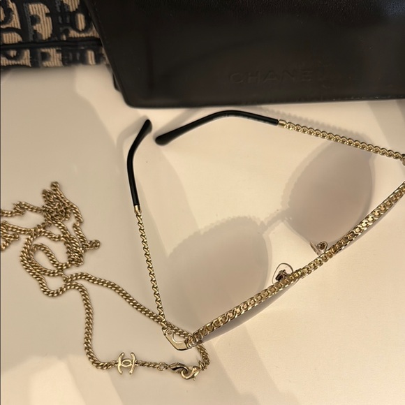 Chanel Gold and Black Sunglasses - Picture 2 of 3